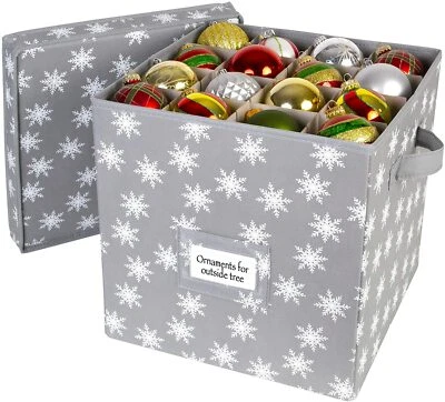 Whitmor Holiday Christmas Ornaments Storage Cube 64 Individual Compartments Snow - Image 1 of 4