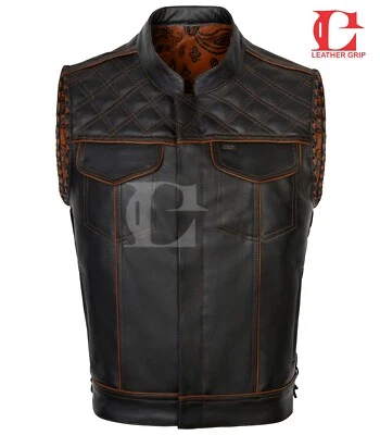 Chaleco vaquero de cuero artesanal para hombre - estilo motociclista y motocicleta Foto 1 de 4