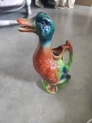 Ancien beau pichet en barbotine faïence de Saint-Clément  7432 CANARD   - Photo 1/4