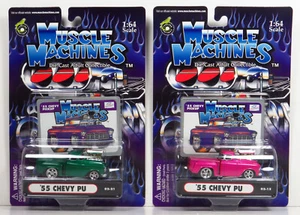 1955 Chevy 55 PU 3100 Pickup Truck Green Pink Diecast Car 1:64 - Picture 1 of 6