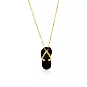 14K Yellow Gold, Flip Flop Pendant - Onyx - Picture 1 of 1