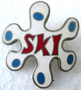 Vintage PIN toller alter Schnee "SKI" Resort 1980er Jahre SCHÖNE Emaille Ski Souvenir - Bild 1 von 3