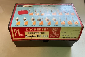 Vintage CRAFTSMAN 21281 Kromedge router Bit Set, 21 pc. Box, Made in USA NOS - Picture 1 of 9