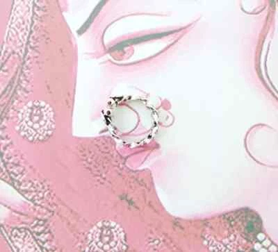 Indian Nose Stud Silver Plated Hoop Nose Ring Women Septum Nose Ear Pin Jewelry - Image 1 of 4