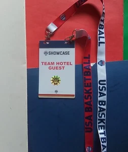 TEAM HOTEL GUEST BASKETBALL LANYARD RED WHITE & BLUE PARIS 2024 OLYMPIC MARRIOTT - Imagen 1 de 7