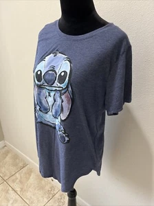 Disney T Shirt Top Womens XXL Gray Short Sleeve Stitch Graphic High Low Tunic - Picture 1 of 7