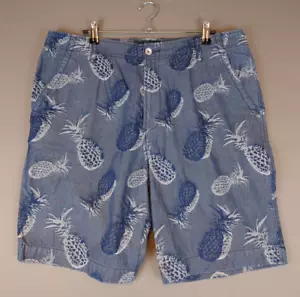 Rodd & Gunn AOP Palm Tree Button Chino Shorts Blue Men's Waist Size 36 Slim Fit - Picture 1 of 15