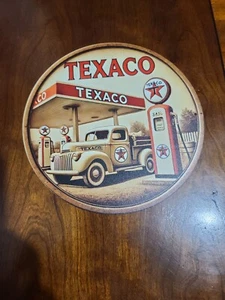 Texaco Gasoline Metal Sign PUMP PLATE GAS STATION OIL 7 3/4" x 7 3/4" NEW - Imagen 1 de 2