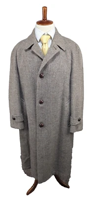 Harris Tweed x Erdays Men 46 Brown Rainbow Speck Vintage Wool Trench Coat - Image 1 of 4