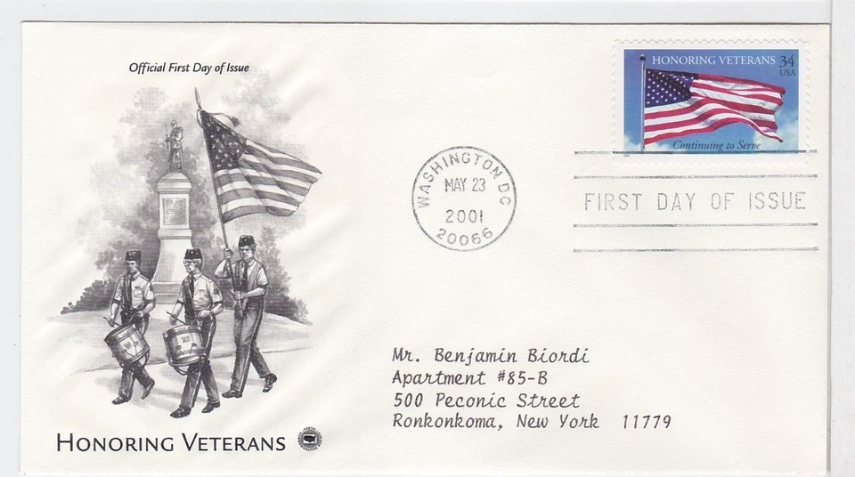 TurtlesTradingPost- Honoring Veterans- 2001 #3508 FDC- Artcraft Variety Cachet - Image 1 of 1