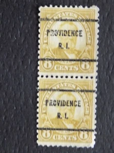 (1) USED PAIR OF U. S. DEFIN. precan. stamp W/A PROVIDENCE, RI PC-8 C GRANT- - Picture 1 of 2