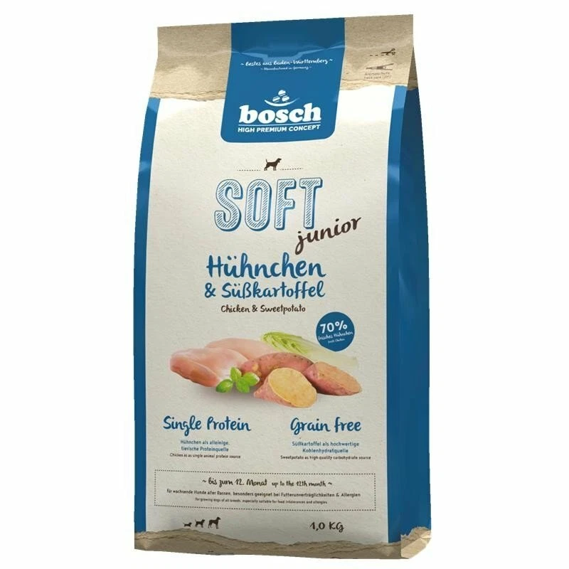 1 kg BOSCH Soft Junior Trockenfutter mit  Hühnchen & Süßkartoffel getreidefrei - Bild 1 von 1