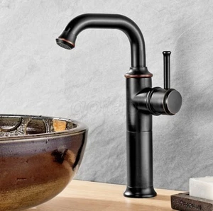 Oil Rubbed Brass Bathroom Lavatory Basin Sink Faucet Swivel Spout Deck Mounted - Picture 1 of 8