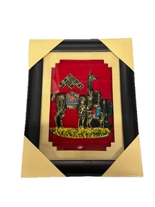 2er Set gerahmte peruanische Kunstwerke 8 x 10 handgefertigte Südamerika Lama Kunst - Bild 1 von 2