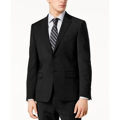 Traje Chaqueta Blazer Calvin Klein Para Hombres Calce Ajustado 48 R Negro Sólido Elástico Foto 1 de 3