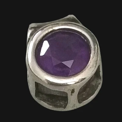 Sterling Silver 925 Amethyst Gemstone Charm Bead for Bracelets & Necklaces - Image 1 of 4