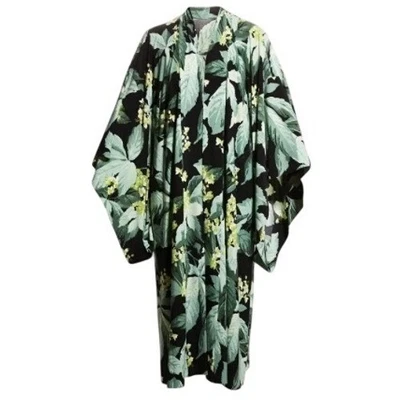 Norma Kamali Kimono Maxi Dress Robe Tropical Mint Leaf Print Duster Belted sz Sm - Image 1 of 4