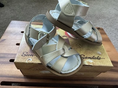 Sandalias The Salt Water Talla 4 Niño Pequeño Estilo Original Serie 800 Cuero - Dorado  Foto 1 de 3