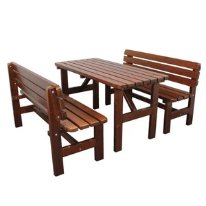 Gartengarnitur Holz mit Lehne Gartenmöbel Set Bierzeltgarnitur 150 cm - Bild 1 von 7