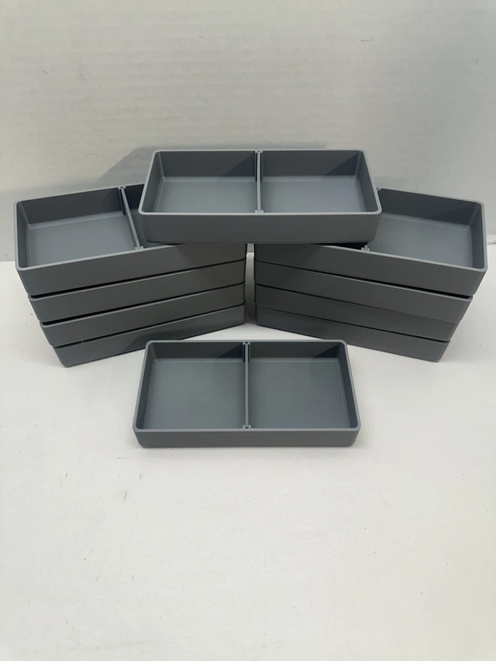 10 工具箱箱箱- 6 英寸 x 3 英寸 x 1 英寸深带分隔板(实际尺寸)- 灰色 — 第 1/4 张图片