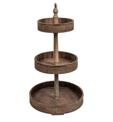 Bandeja de madera rústica de 3 niveles soporte para exhibición de decoración del hogar granja mod Foto 1 de 4