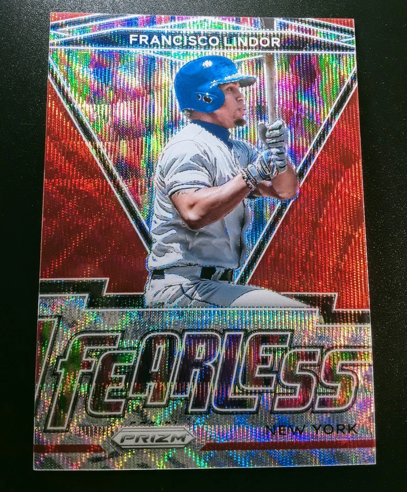 2021 Panini Prizm Baseball Fearless Red Wave Prizm /99 Francisco Lindor #FR-6 - Image 1 of 2