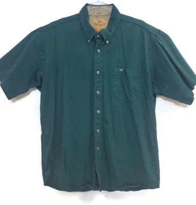 Camisa King Ranch Para Hombres XL Verde Con Botones Manga Corta Bolsillo Logo Occidental Foto 1 de 4