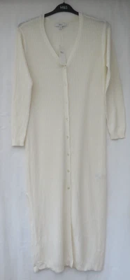 LADIES MARKS & SPENCER  IVORY LONG CARDIGAN WITH FLAX LINEN  M - Image 1 of 4