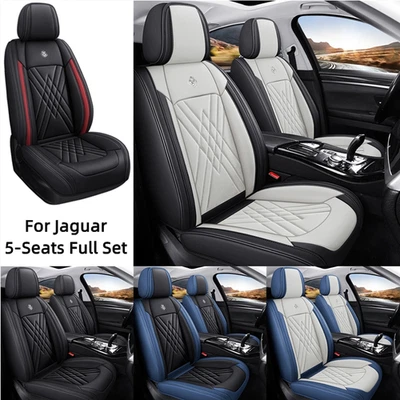 Fundas de asiento de auto de cuero PU cobertura completa de 5 asientos para Jaguar XJR XJ XF XFR F-Pace Foto 1 de 4