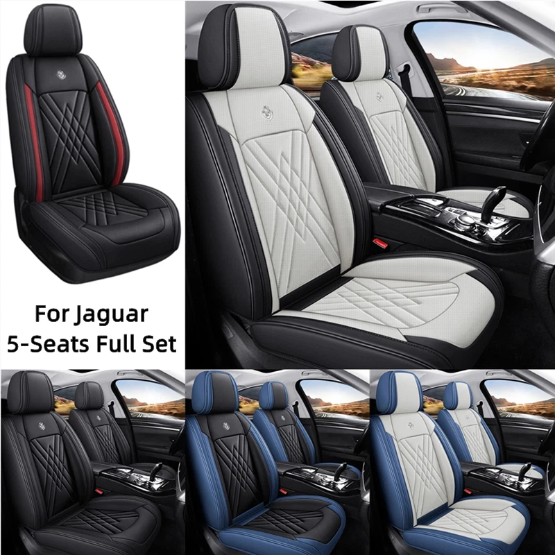 Fundas de asiento de auto de cuero PU cobertura completa de 5 asientos para Jaguar XJR XJ XF XFR F-Pace Foto 1 de 4