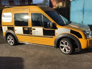 Side Bars + White LEDs For Ford Transit Tourneo Connect LWB 2002 - 2014 Polished - Picture 1 of 11