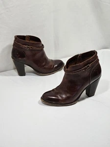 Frye Jenny Naht kurze Stiefel 8 B Damen braun abgenutzt Leder Absatz Bootie - Bild 1 von 10