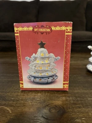 Holiday Tree/ White Porcelain Tea Light Decoration with Box - Image 1 of 4