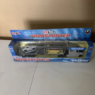 Transportador semi fundido MAISTO ALLSTARS 1/64 com exclusivo CAMARO SS Z28 NOVO NA CAIXA - Imagem 1 de 4