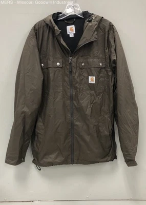 Carhartt Men Brown Solid M Windbreaker Jacket Outerwear Hooded Durable - Image 1 of 4