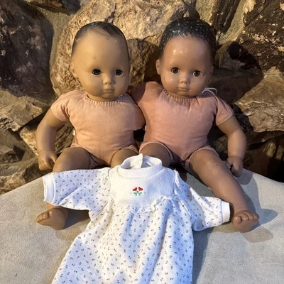 2 American Girl Dark Brown Hair Bitty Baby Doll Pair Pleasant Company - Image 1 of 4