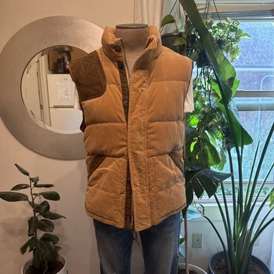 Polo Ralph Lauren XL Tan Camel Corduroy Leather Quilted RRL Down Jacket Vest - Image 1 of 4