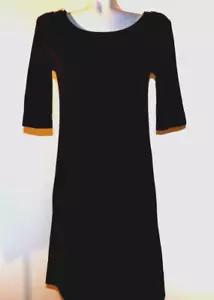 JUICY COUTURE Black Slinky Sheath Dress Gold Zippers on Shoulders Size Small VGC - Picture 1 of 8