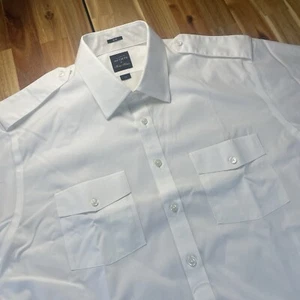 Brooks Brothers NETJETS Pilot Shirt Mens 17.5 Slim White Short Sleeve NWT - Picture 1 of 9