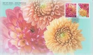 CANADA 2020 DAHLIAS GARDEN FLOWERS PAIR FIRST DAY COVER - A - Picture 1 of 2