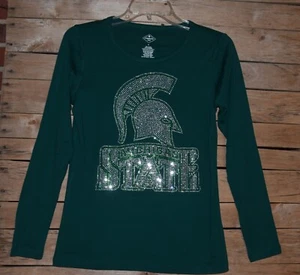 Michigan State Spartans rhinestone bling  Shirt XS S M L XL XXL 1X  2X 3X 4X5X - Picture 1 of 10