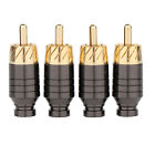 4pcs Copper RCA Plug Gold Plated Audio Video Adapter Connector D