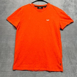 Superdry T-Shirt Men's Large Orange Logo Cotton Crew Neck Short Sleeve Pullover - Picture 1 of 7