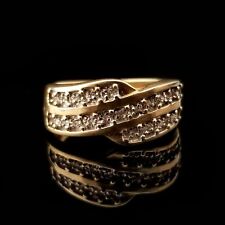 Vintage 10k Yellow Gold and Diamond Band, Size 6 Ring, 9/16 Inch Wide, Estate