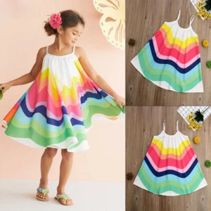 Toddler Kids Baby Girls Rainbow Clothes Sleeveless Tops Dress Skirts Outfits Set - Picture 1 of 7