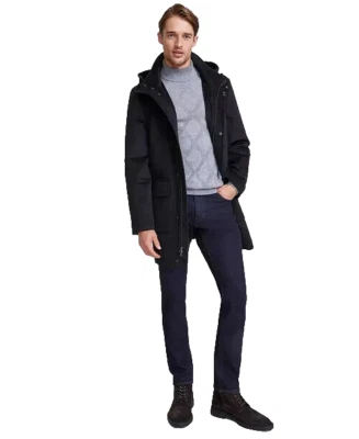 Calvin Klein Men’s Regular Fit Black Solid Overcoat Jacket Wool Blend 36S $495 - Image 1 of 4