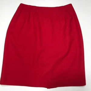 Valerie Stevens Petite Skirt Womens Size 6 Pure Wool Red Rear Zip Pencil Lined - Picture 1 of 12