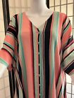 LANE BRYANT  Long Belted Stripped Caftan Dress  Color Peach and More  Size 22 24