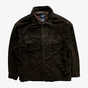 Vintage Y2K Men's GAP Dark Brown Leather Jacket, Shacket Shirt Western Cowboy - Picture 1 of 9