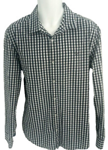 Men's Penguin XL Extra Large Slim Shirt Long Sleeve Button Black White Check